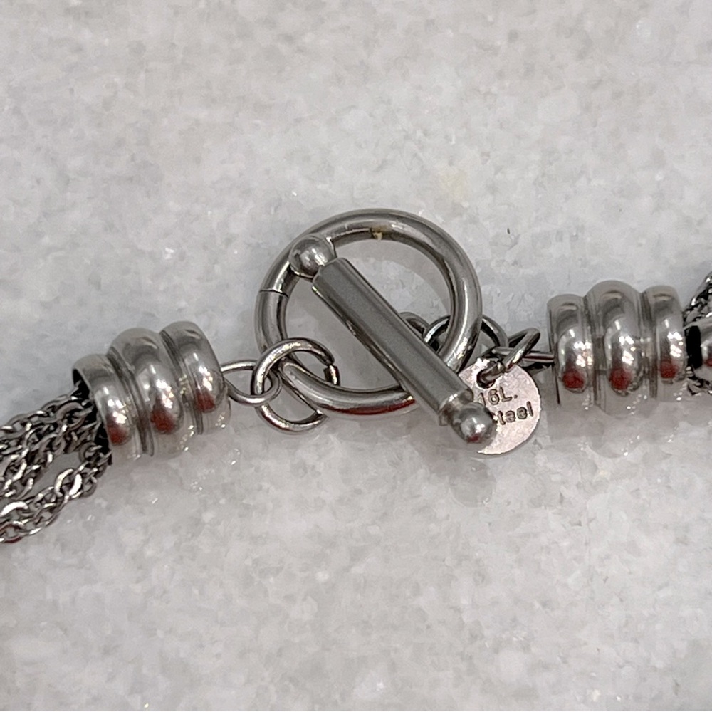 Silver Multi-Strand Station Toggle Clasp Necklace - image 7